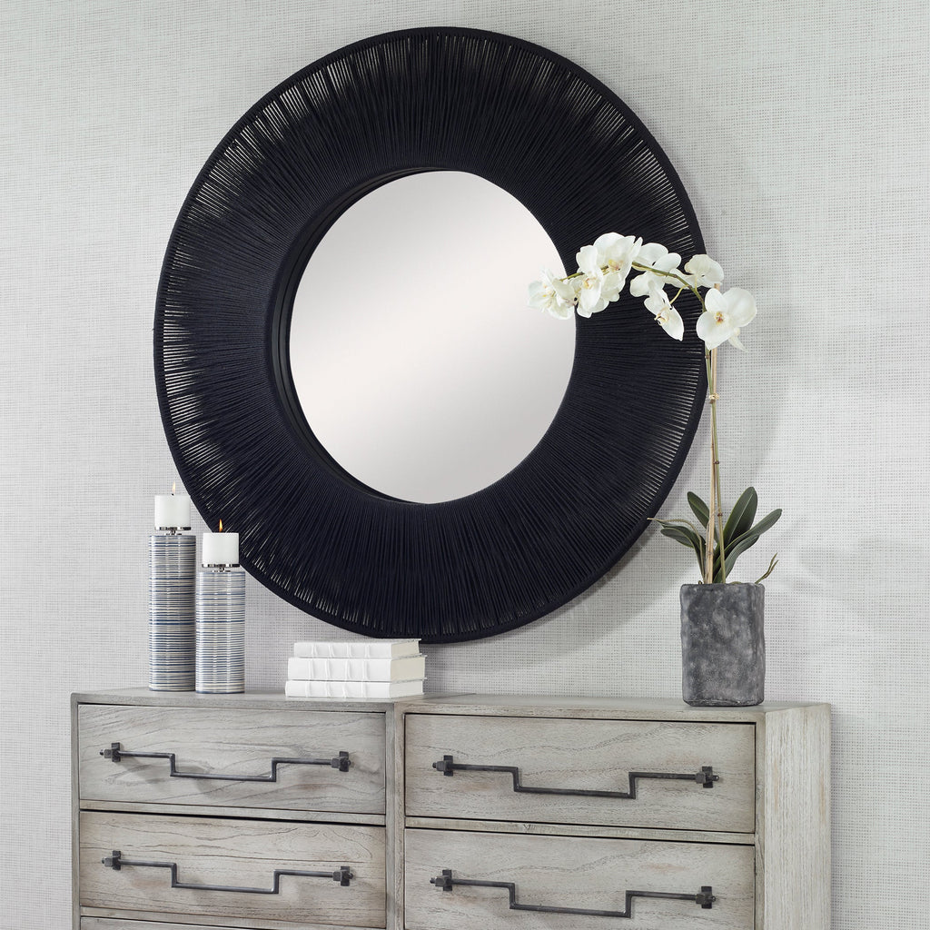 Sailor's Knot Black Round Mirror