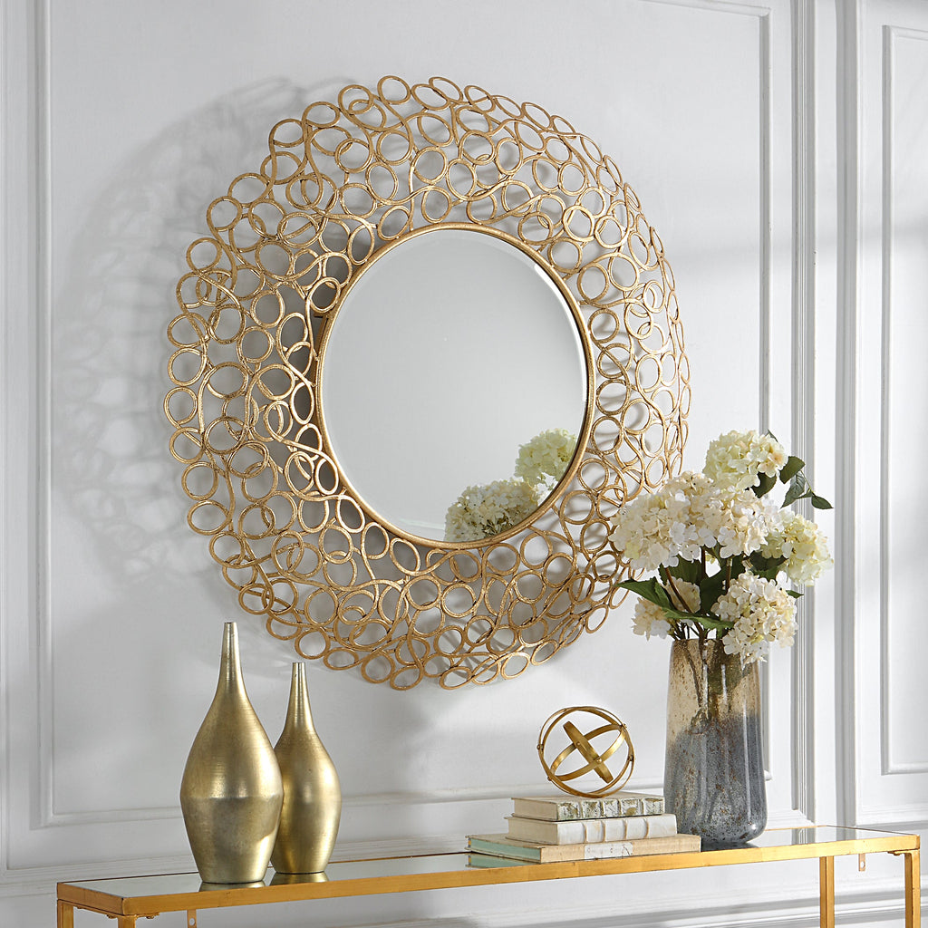 Swirl Round Gold Mirror