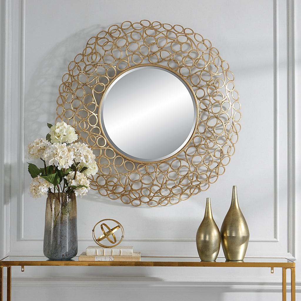 Swirl Round Gold Mirror