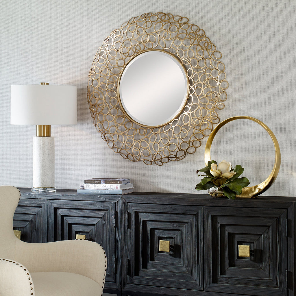 Swirl Round Gold Mirror