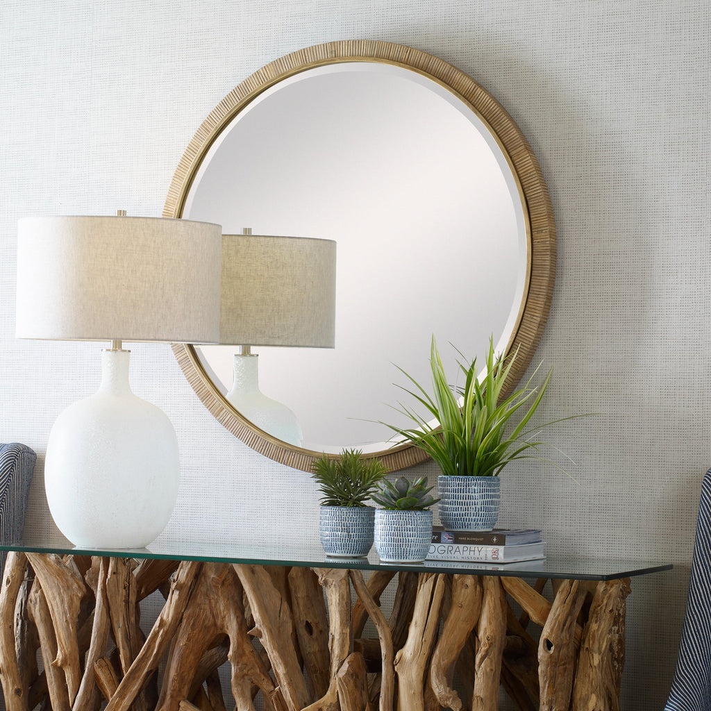 Paradise Round Rattan Mirror