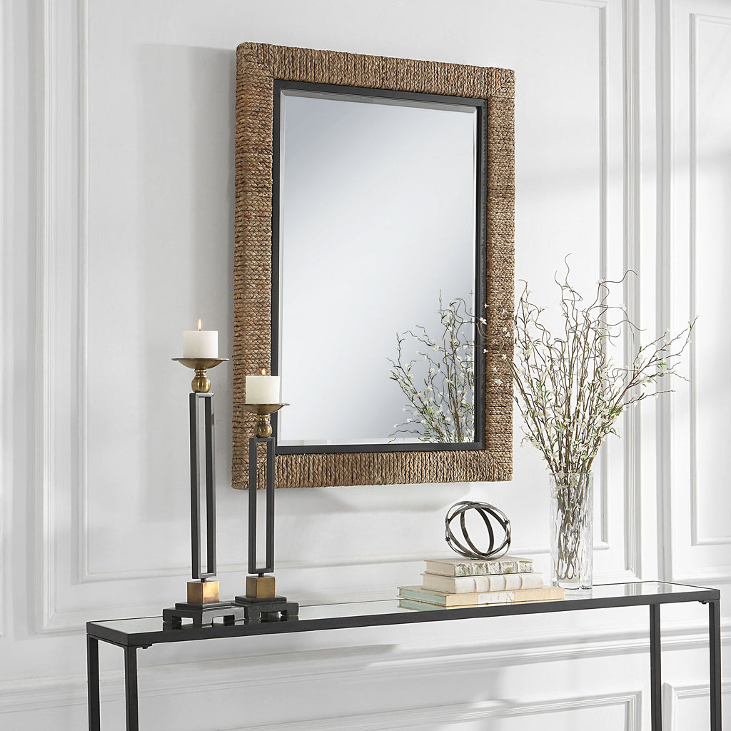 Island Braided Straw Mirror