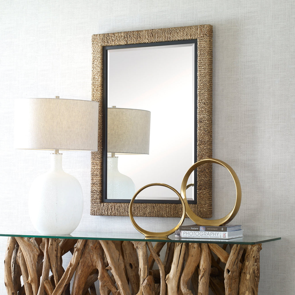 Island Braided Straw Mirror