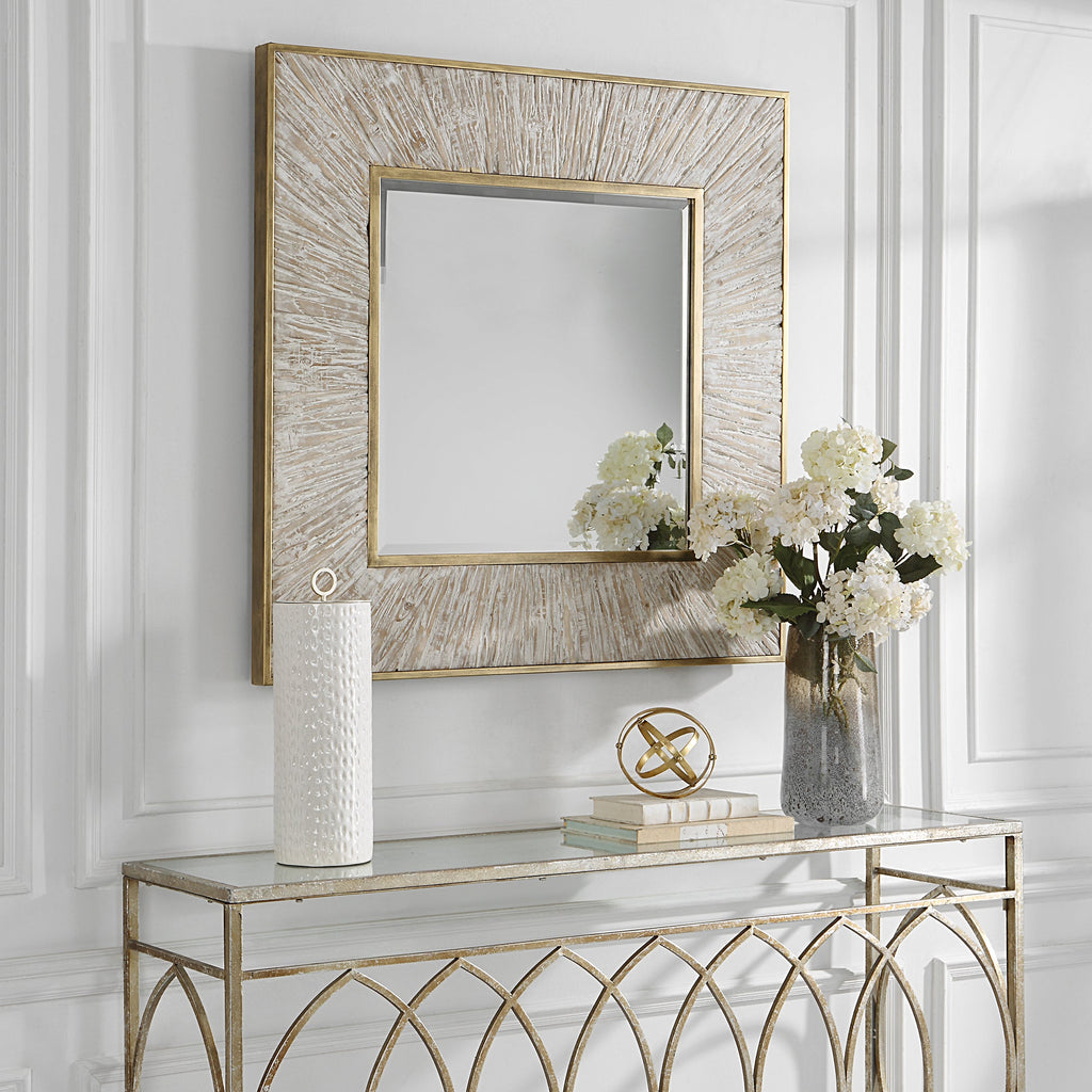 Wharton Whitewashed Square Mirror