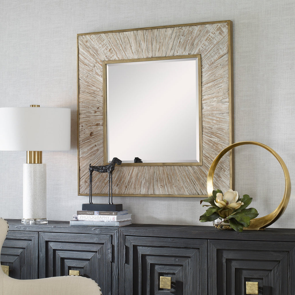 Wharton Whitewashed Square Mirror