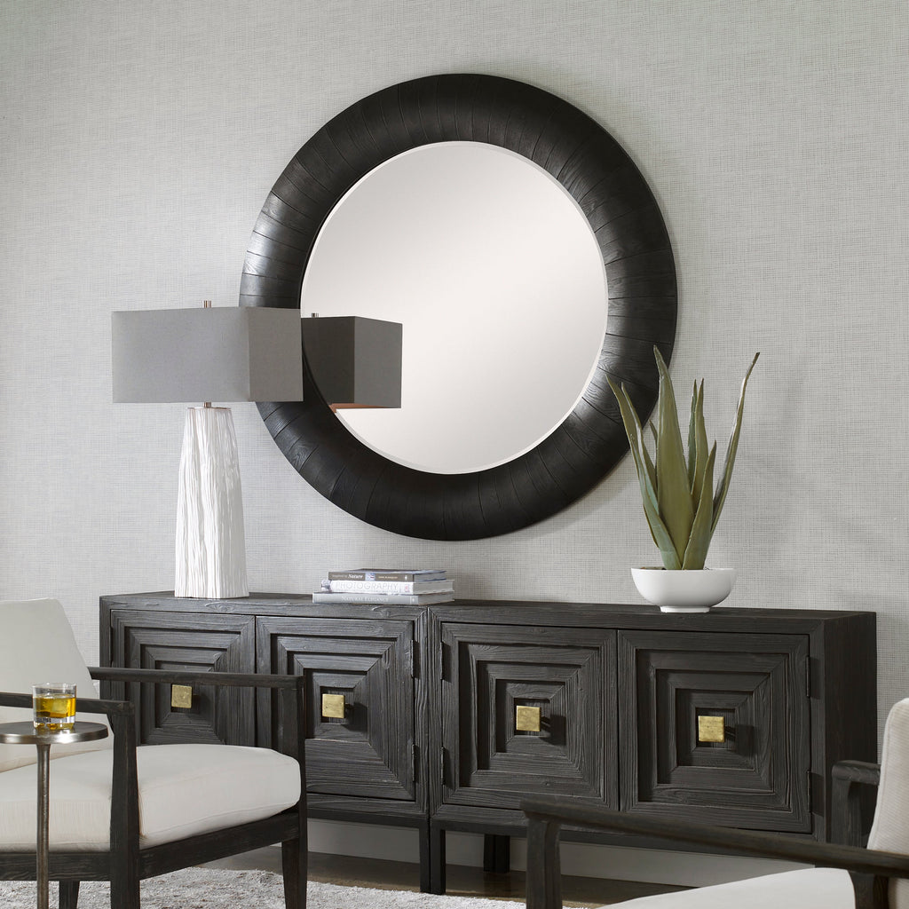 Stockade Dark Round Mirror