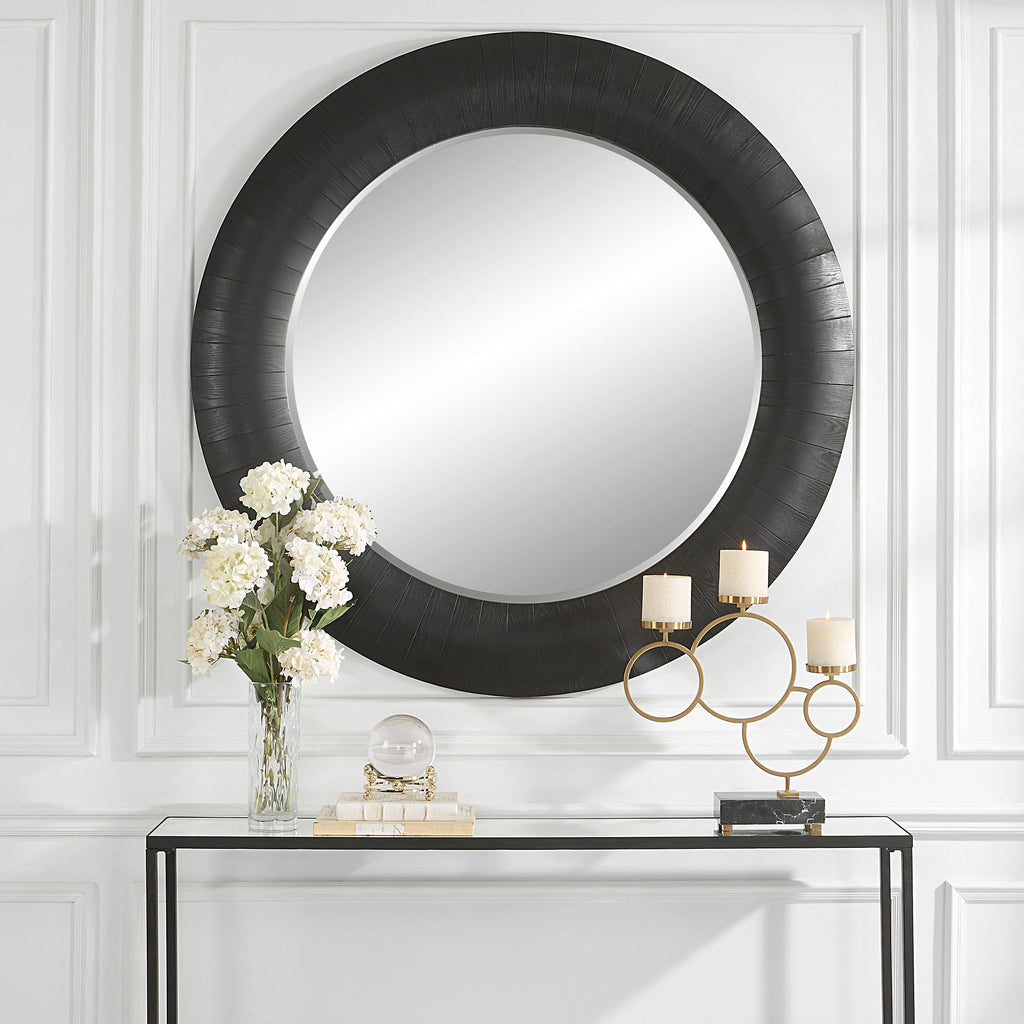 Stockade Dark Round Mirror