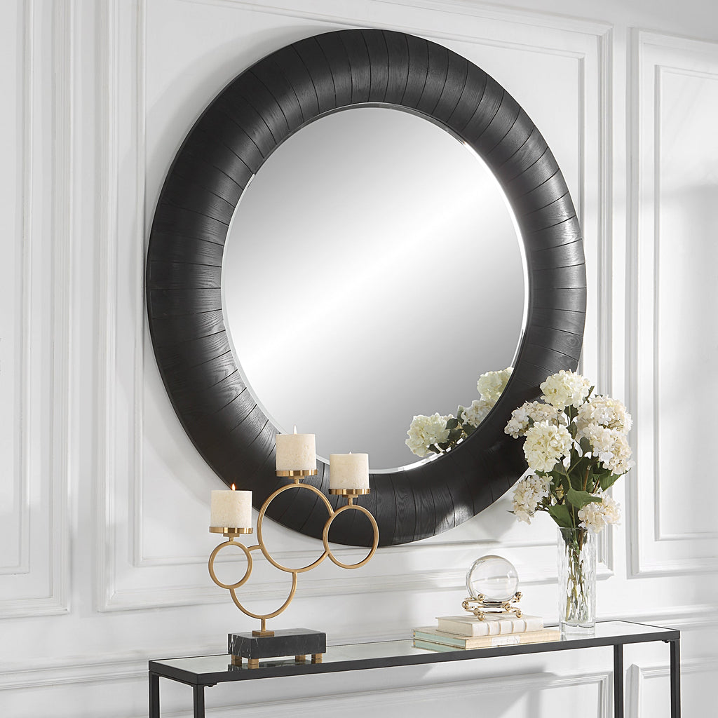 Stockade Dark Round Mirror