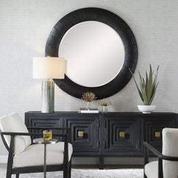 Stockade Dark Round Mirror