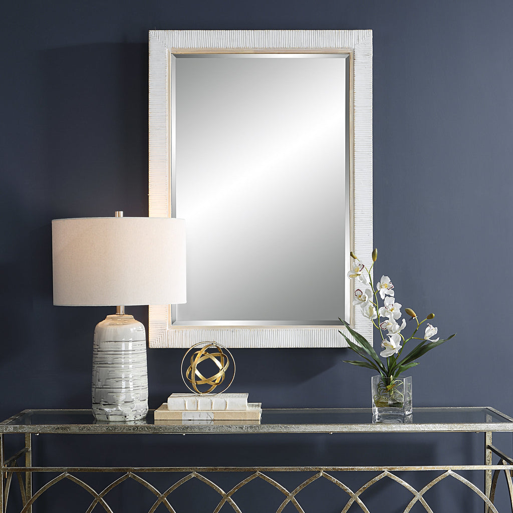 Cape Whitewashed Rattan Mirror