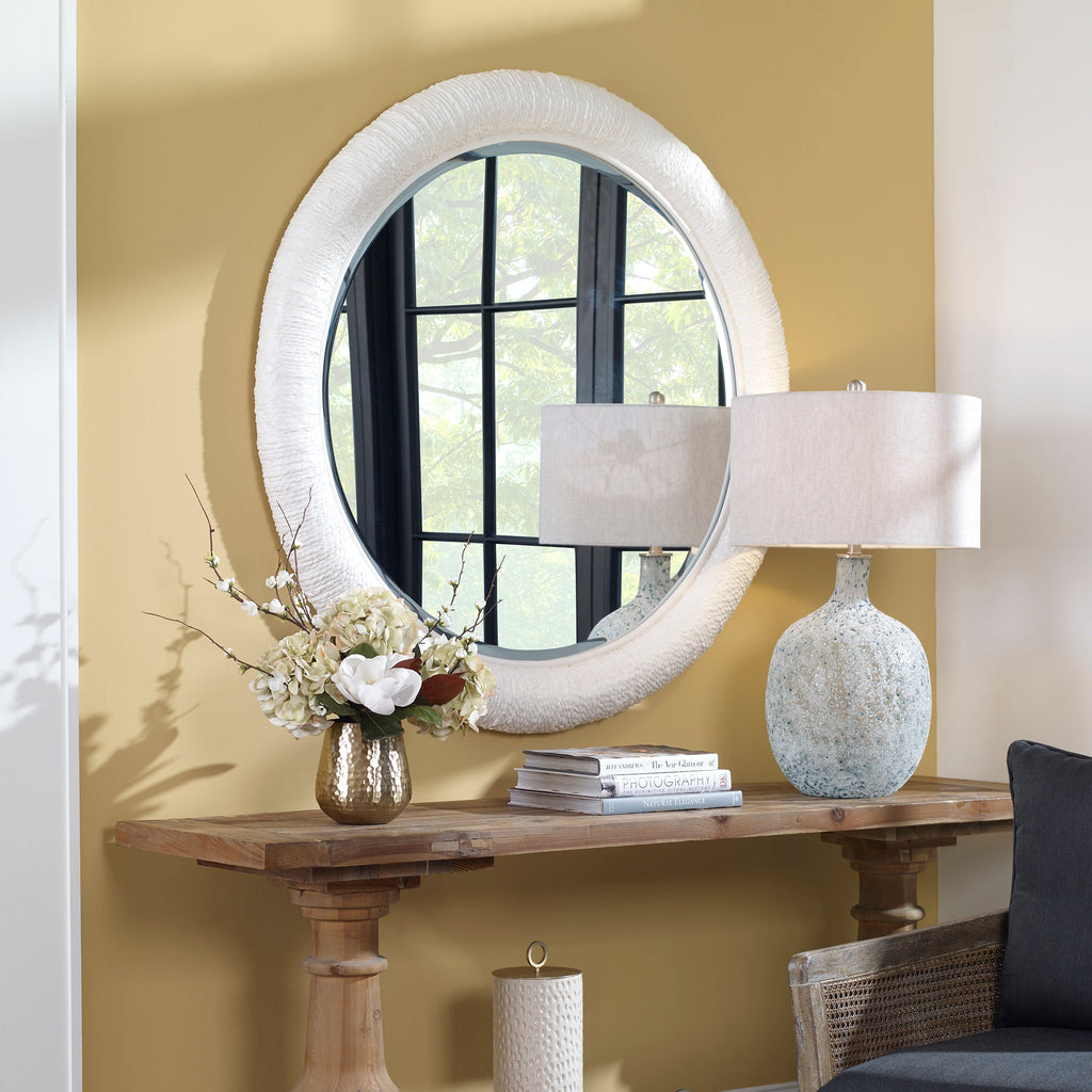 Mariner White Round Mirror