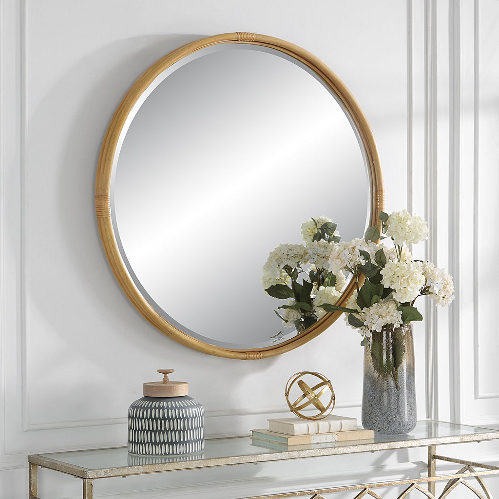 Drift Away Rattan Round Mirror