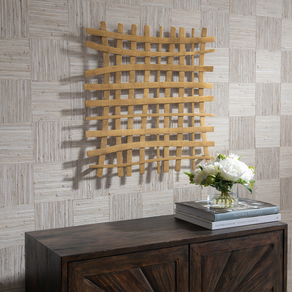 Gridlines Gold Metal Wall Decor