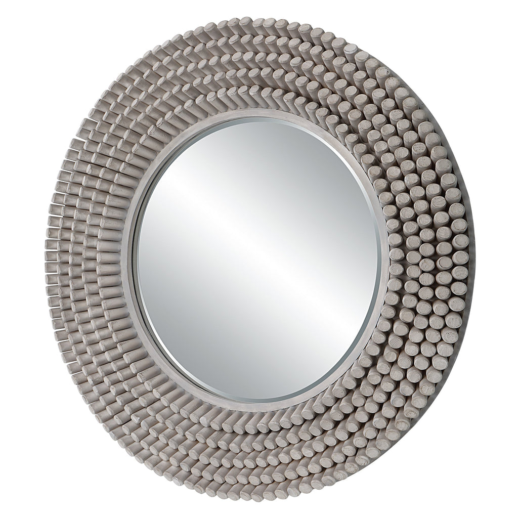 Portside Round Gray Mirror