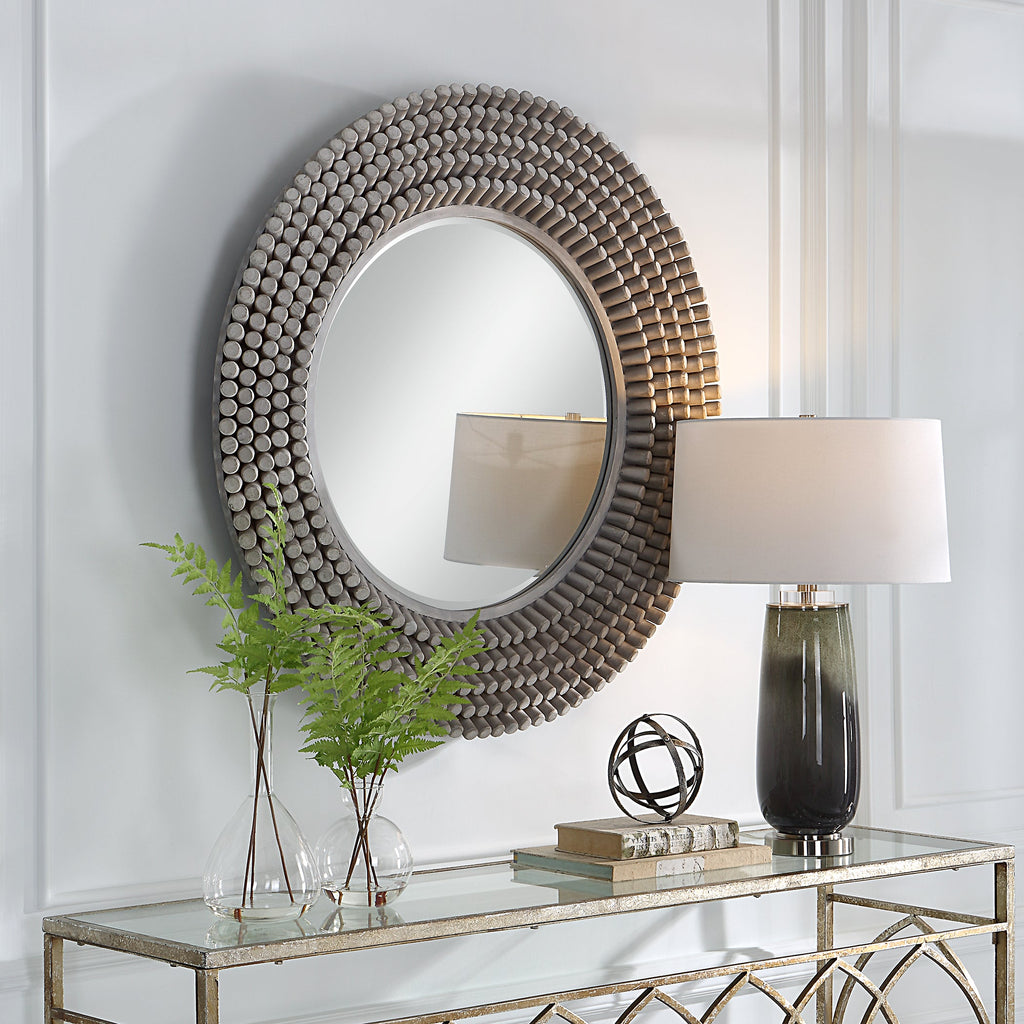 Portside Round Gray Mirror