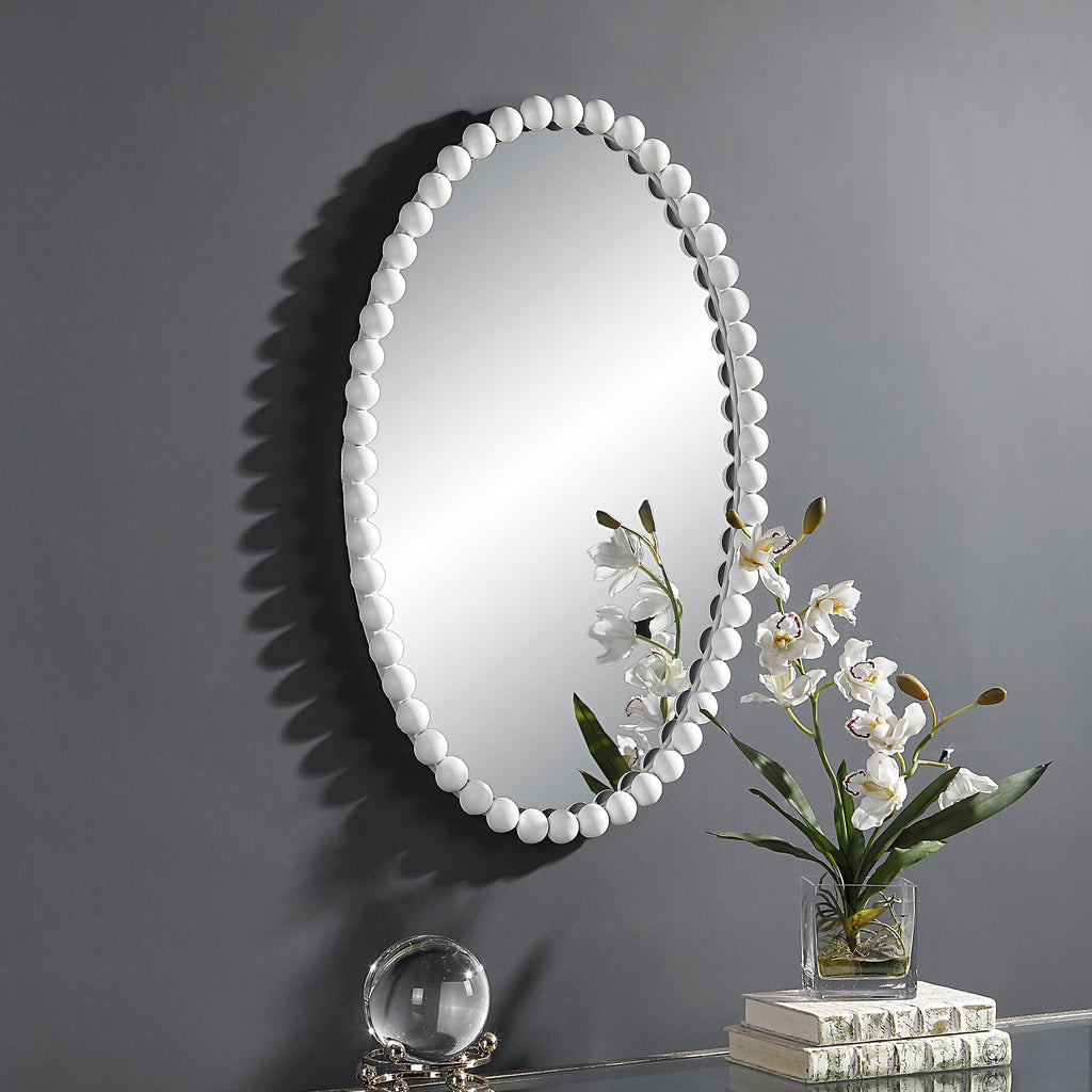 Serna White Oval Mirror