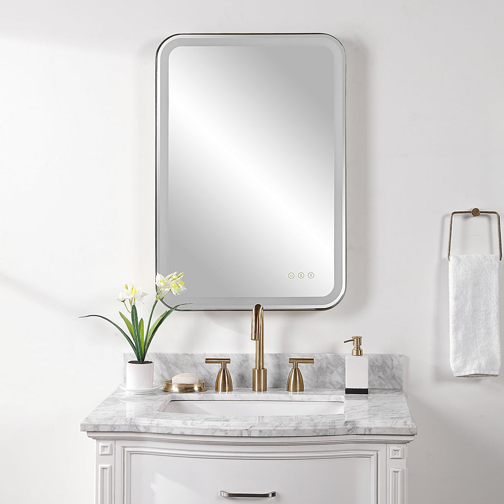 Crofton Lighted Black Vanity Mirror