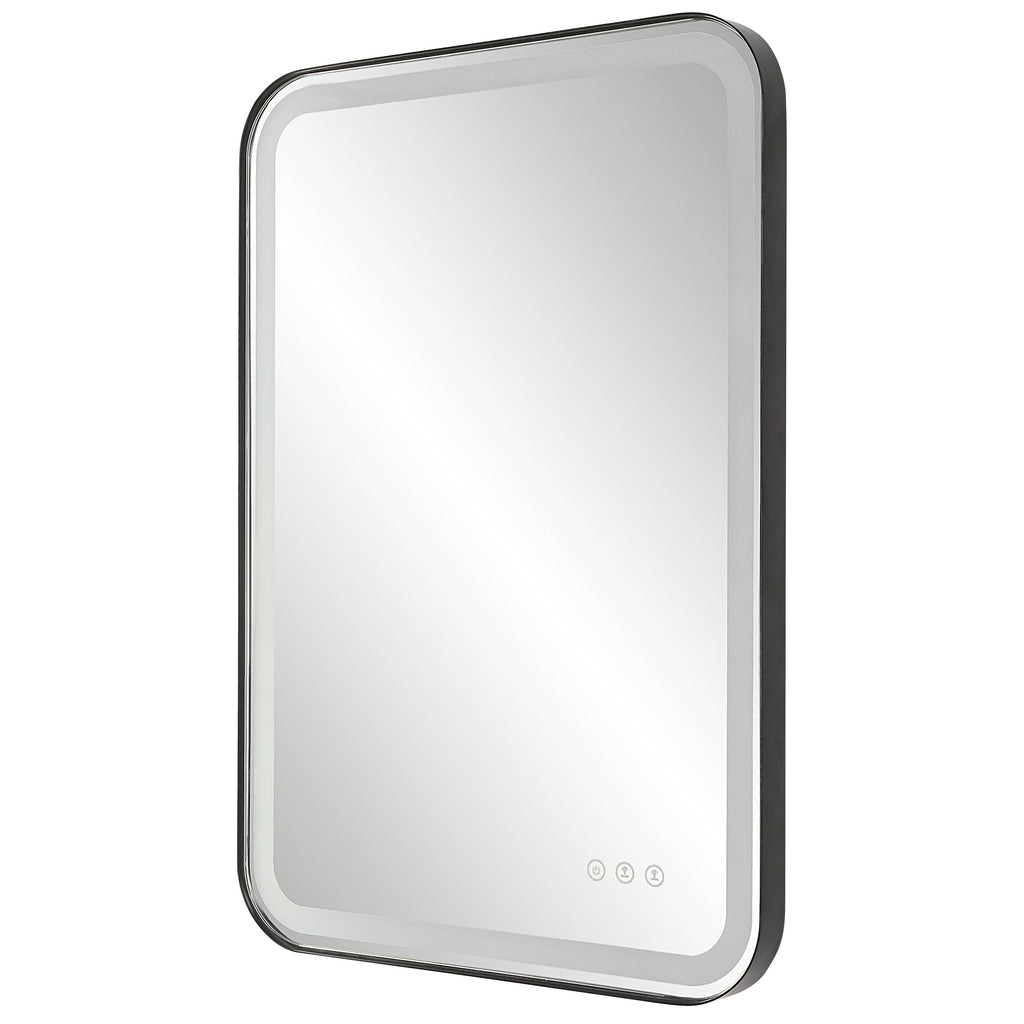 Crofton Lighted Black Vanity Mirror