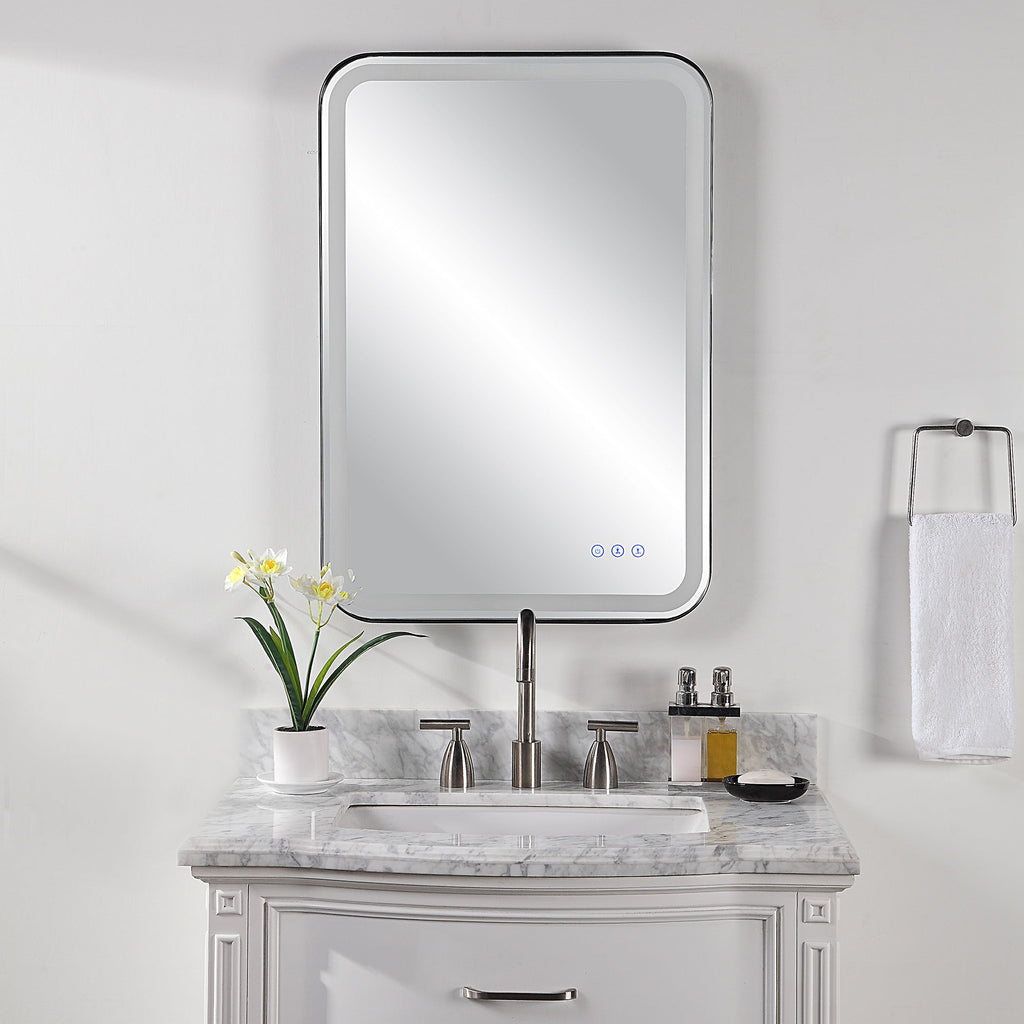 Crofton Lighted Black Vanity Mirror