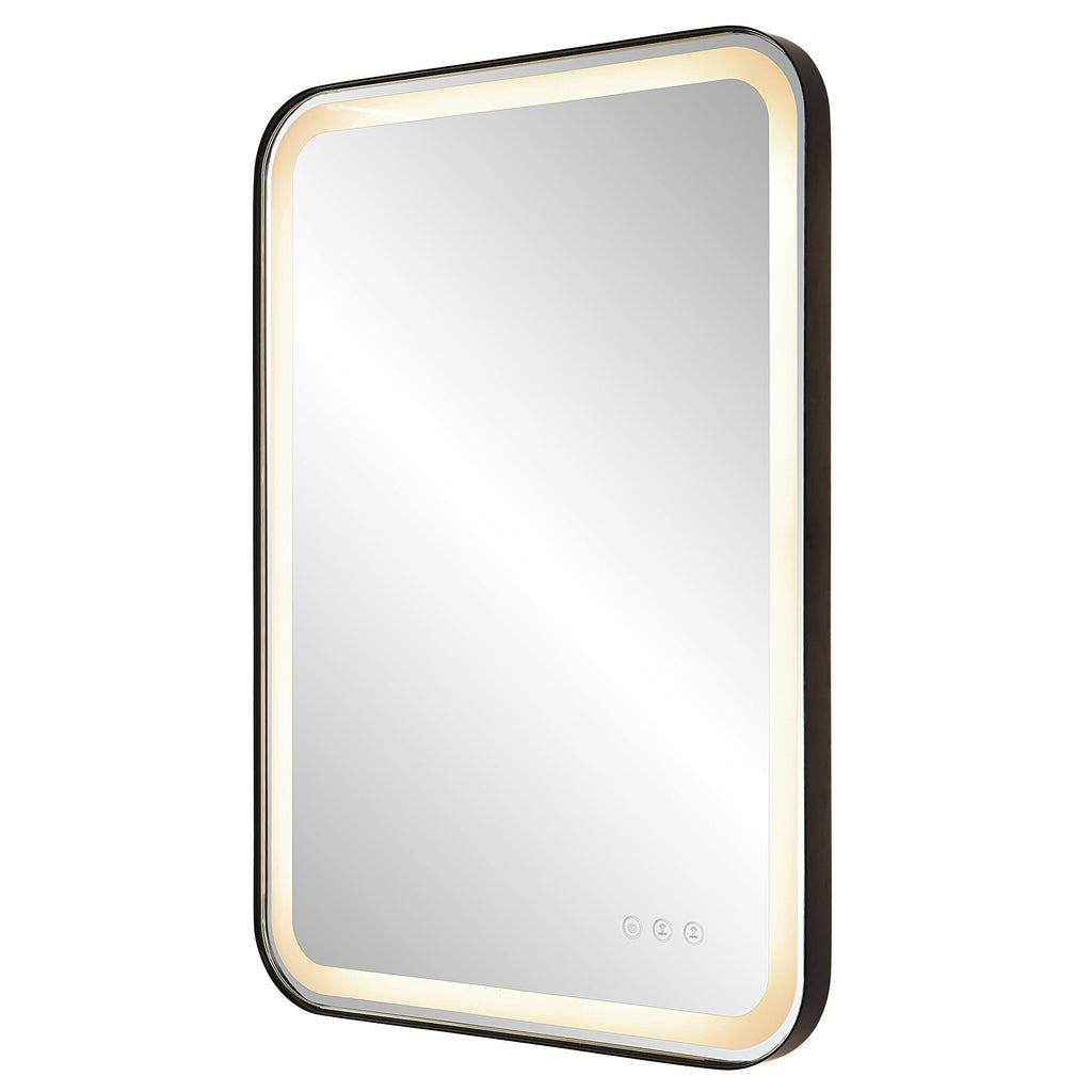 Crofton Lighted Black Vanity Mirror