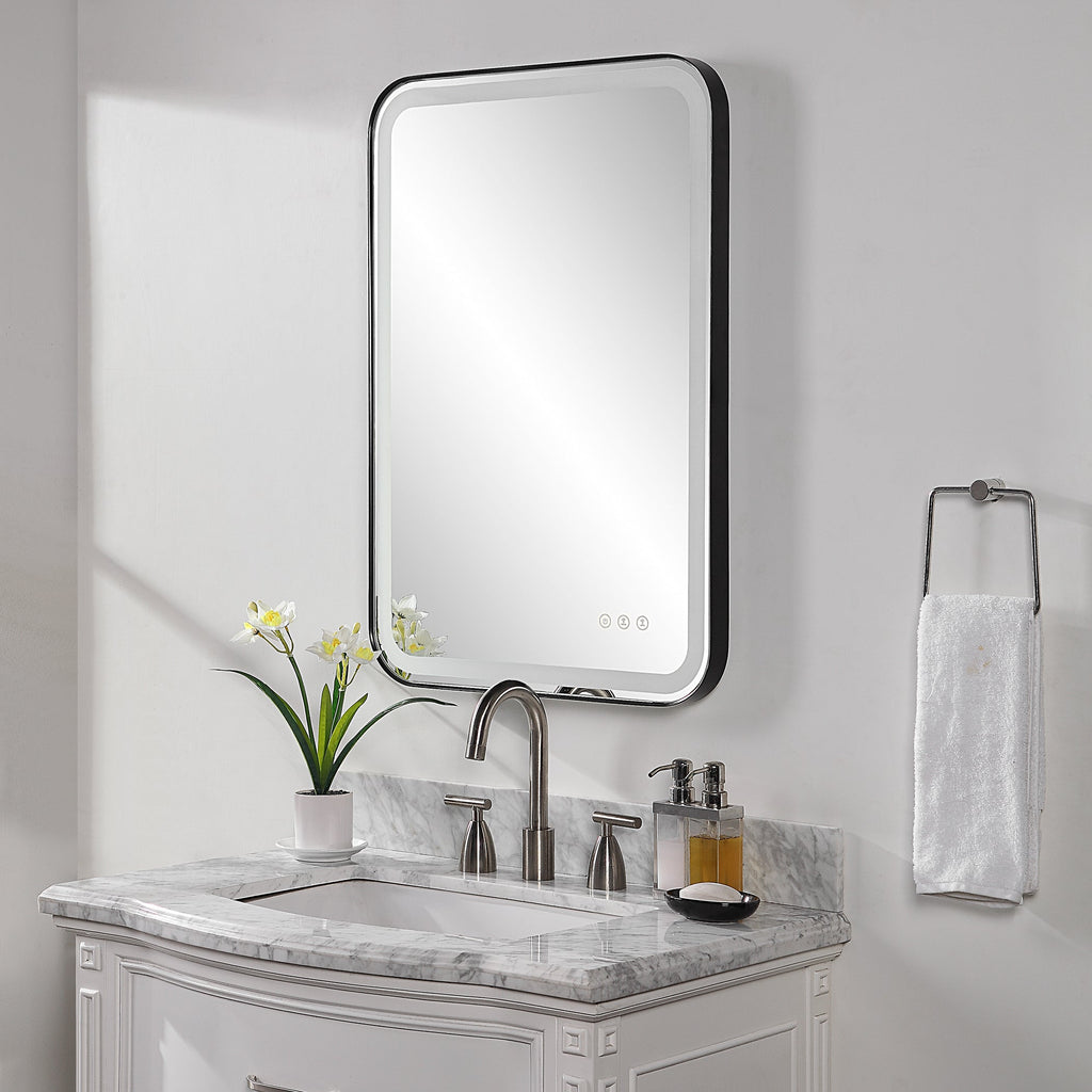 Crofton Lighted Black Vanity Mirror