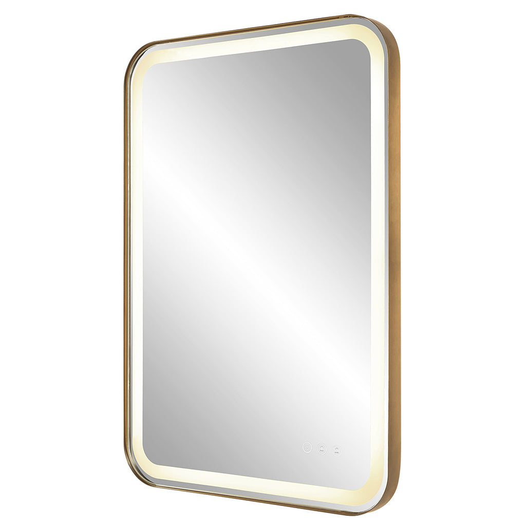 Crofton Lighted Brass Vanity Mirror