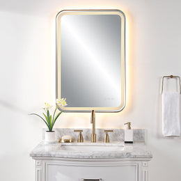 Crofton Lighted Brass Vanity Mirror