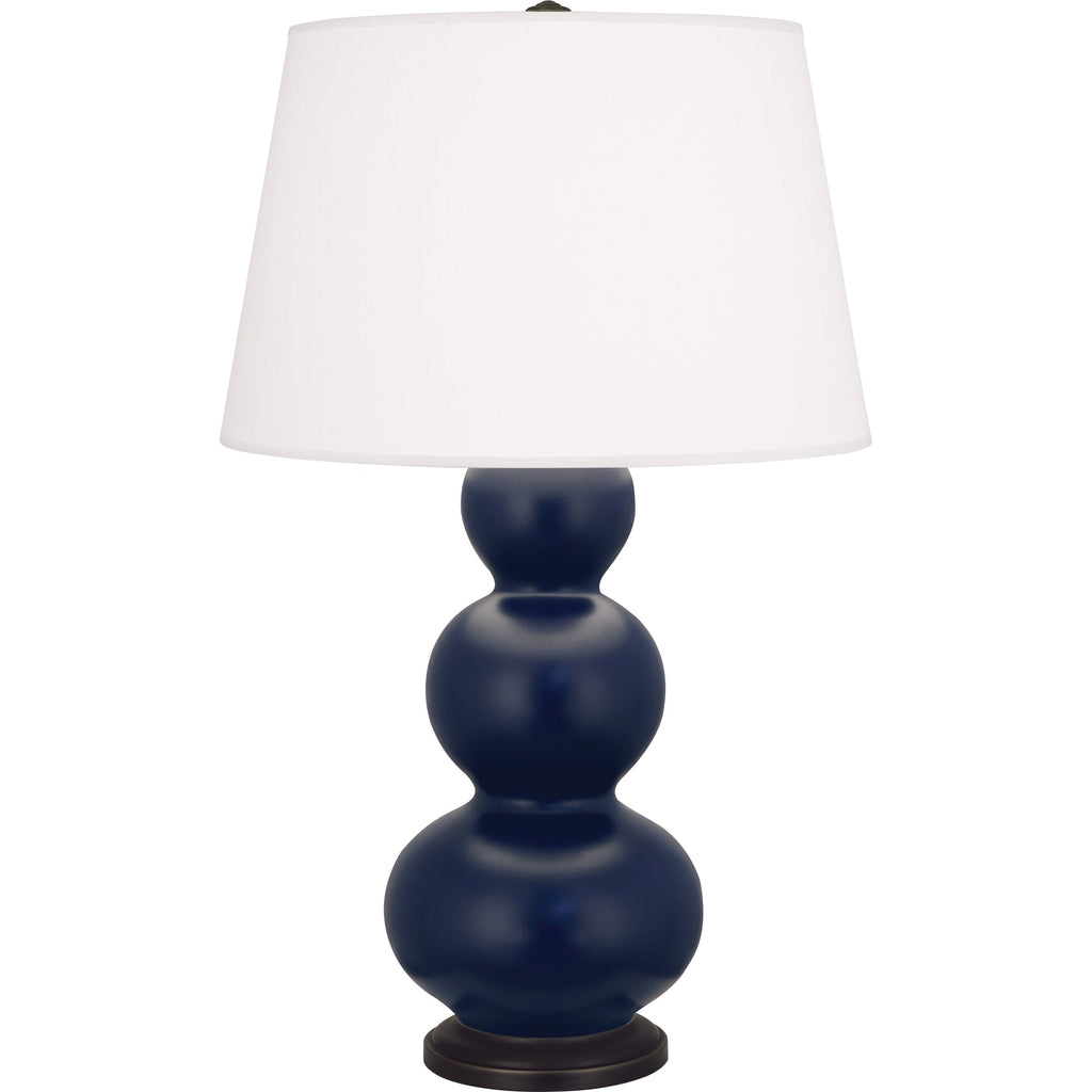 Matte Midnight Blue Triple Gourd Table Lamp-Style Number MMB41