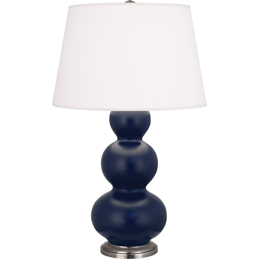 Matte Midnight Blue Triple Gourd Table Lamp-Style Number MMB42