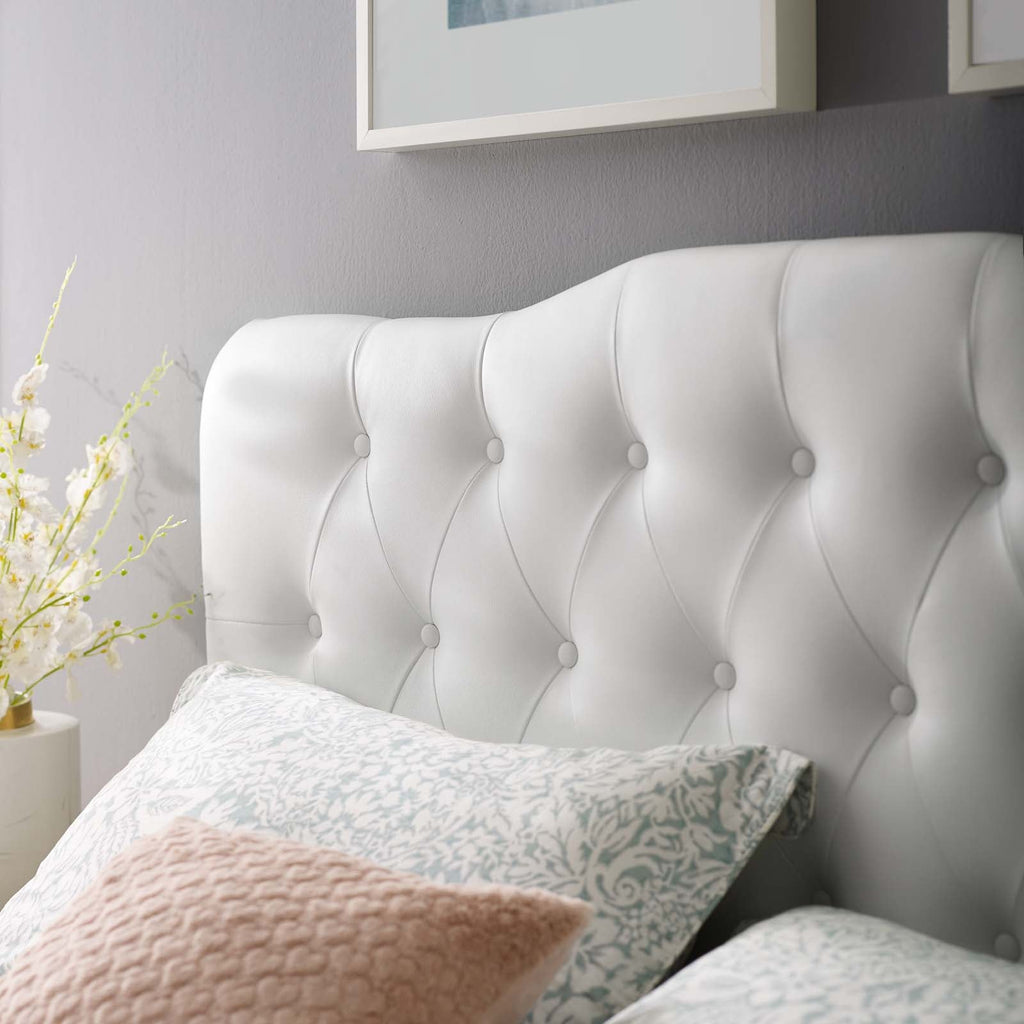 Annabel Queen Upholstered Vinyl Headboard in White