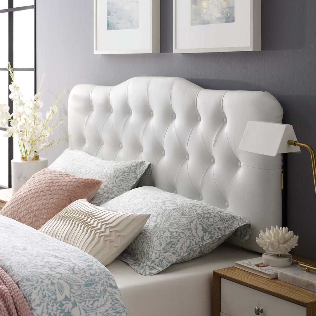 Annabel Queen Upholstered Vinyl Headboard in White