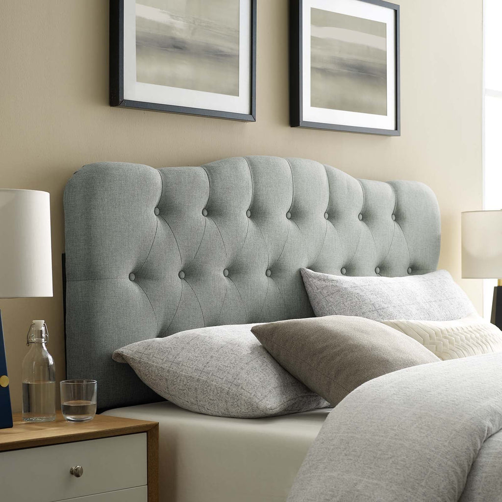 Annabel King Upholstered Fabric Headboard in Gray