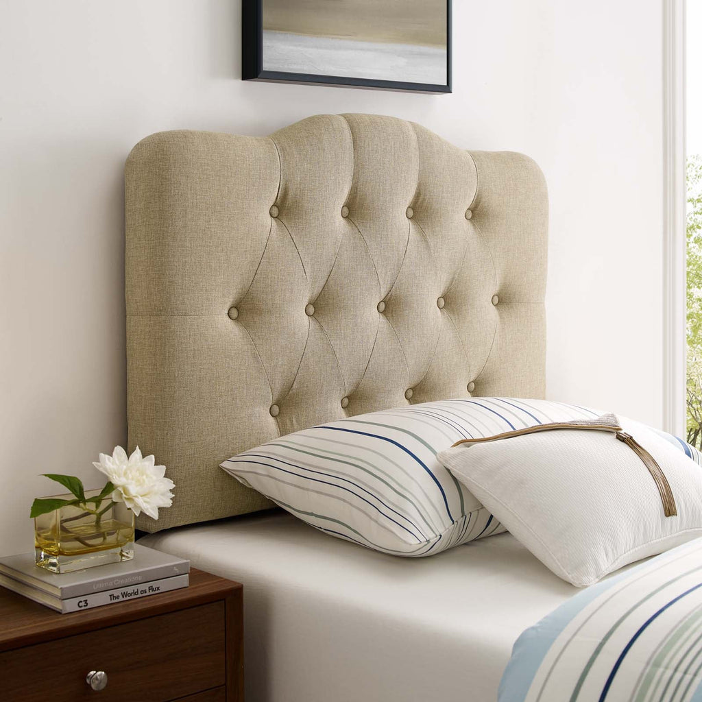 Annabel Twin Upholstered Fabric Headboard in Beige