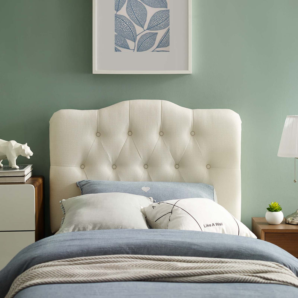 Annabel Twin Upholstered Fabric Headboard in Ivory