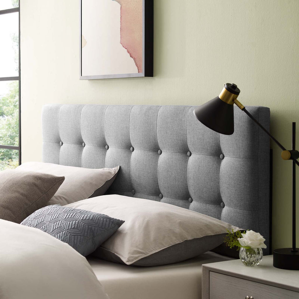 Emily King Upholstered Fabric Headboard in Gray