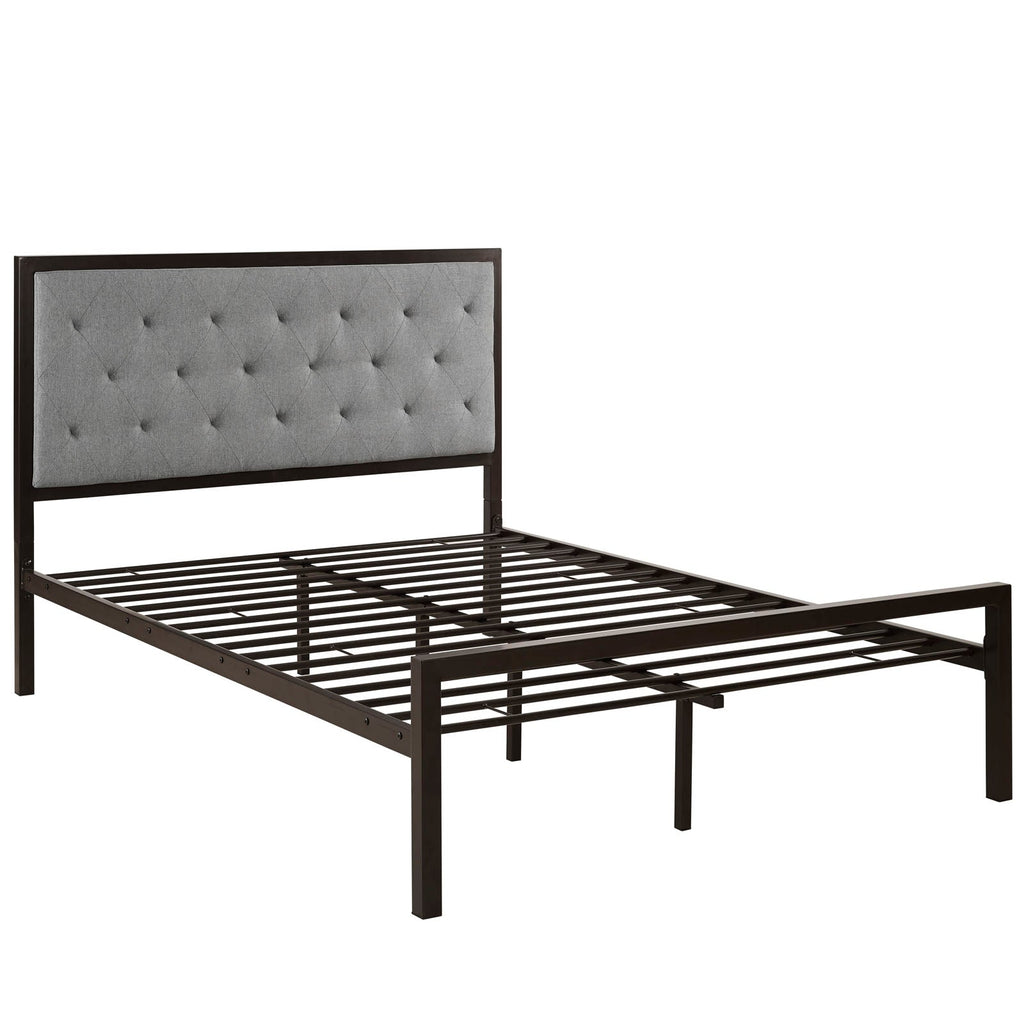 Mia Full Fabric Bed in Brown Gray