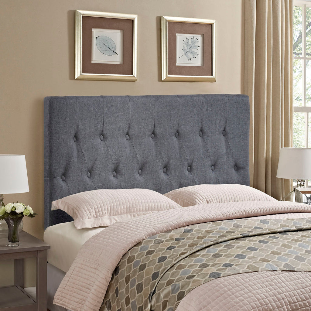 Clique Queen Upholstered Fabric Headboard in Smoke