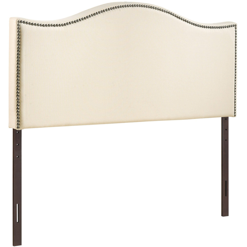 Curl Full Nailhead Upholstered Headboard in Ivory