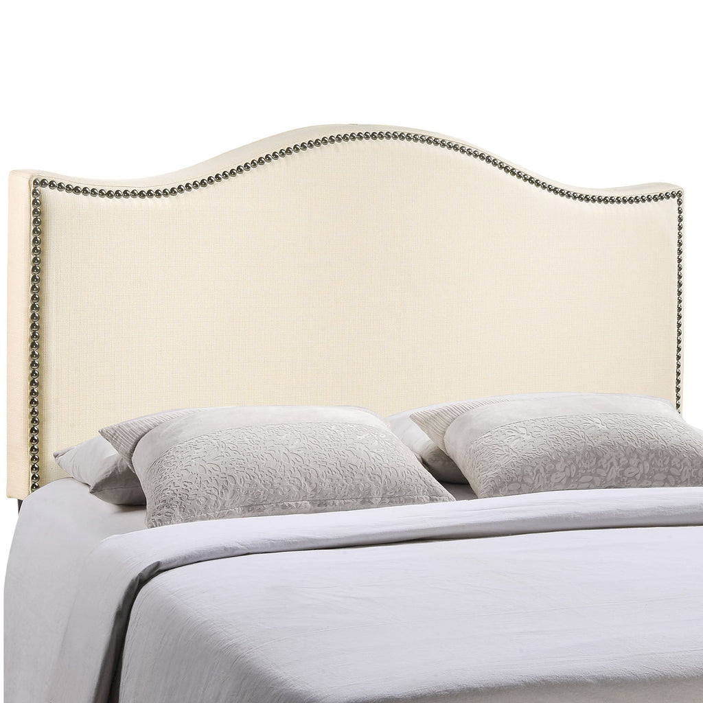 Curl Full Nailhead Upholstered Headboard in Ivory