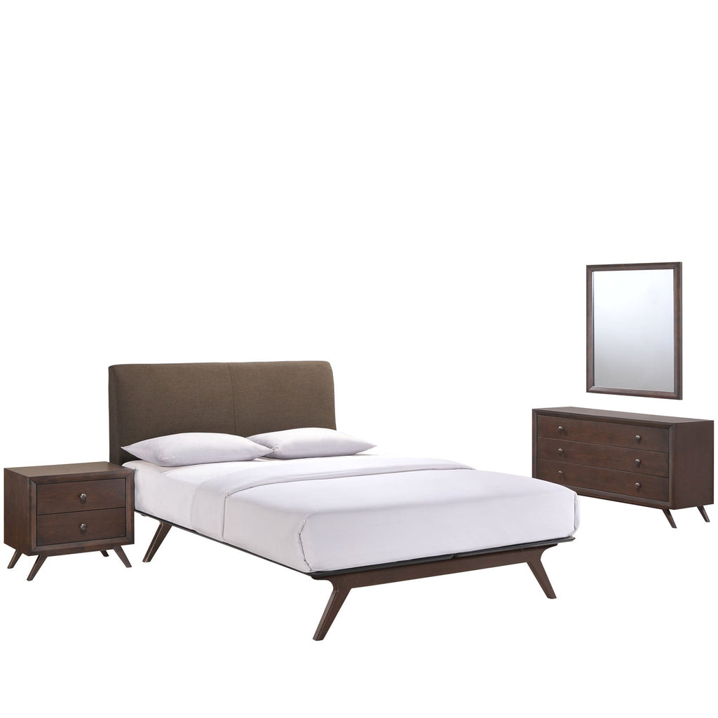 Tracy 4 Piece Queen Bedroom Set in Cappuccino Brown