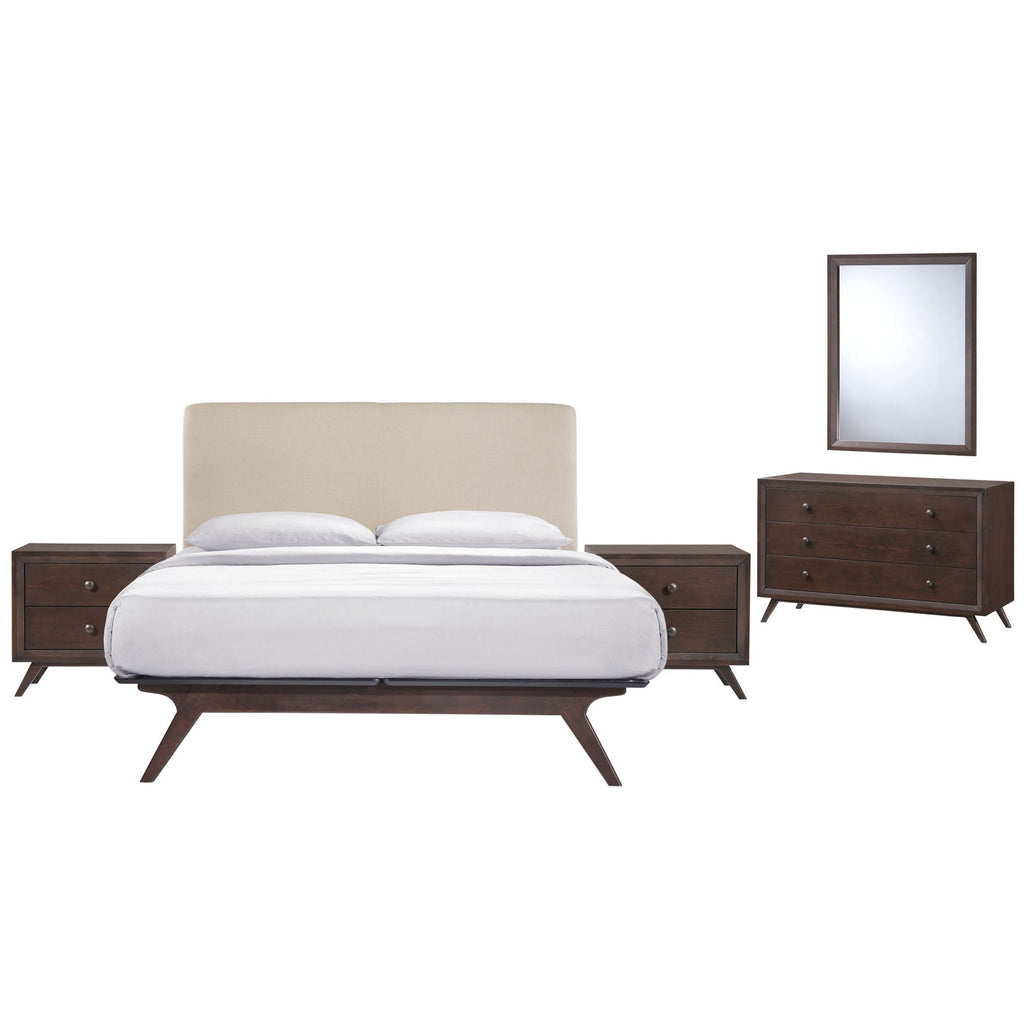 Tracy 5 Piece Queen Bedroom Set in Cappuccino Beige-2