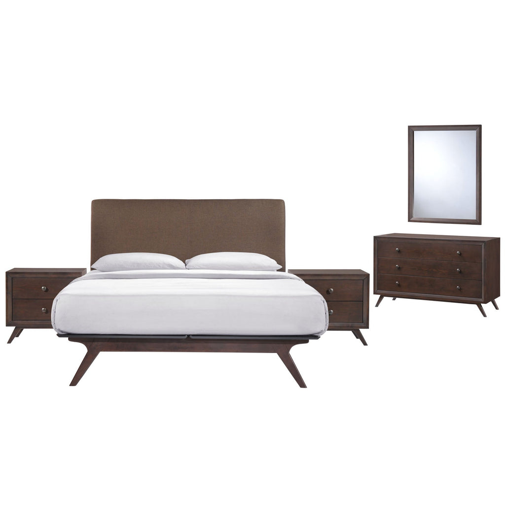 Tracy 5 Piece Queen Bedroom Set in Cappuccino Brown-2