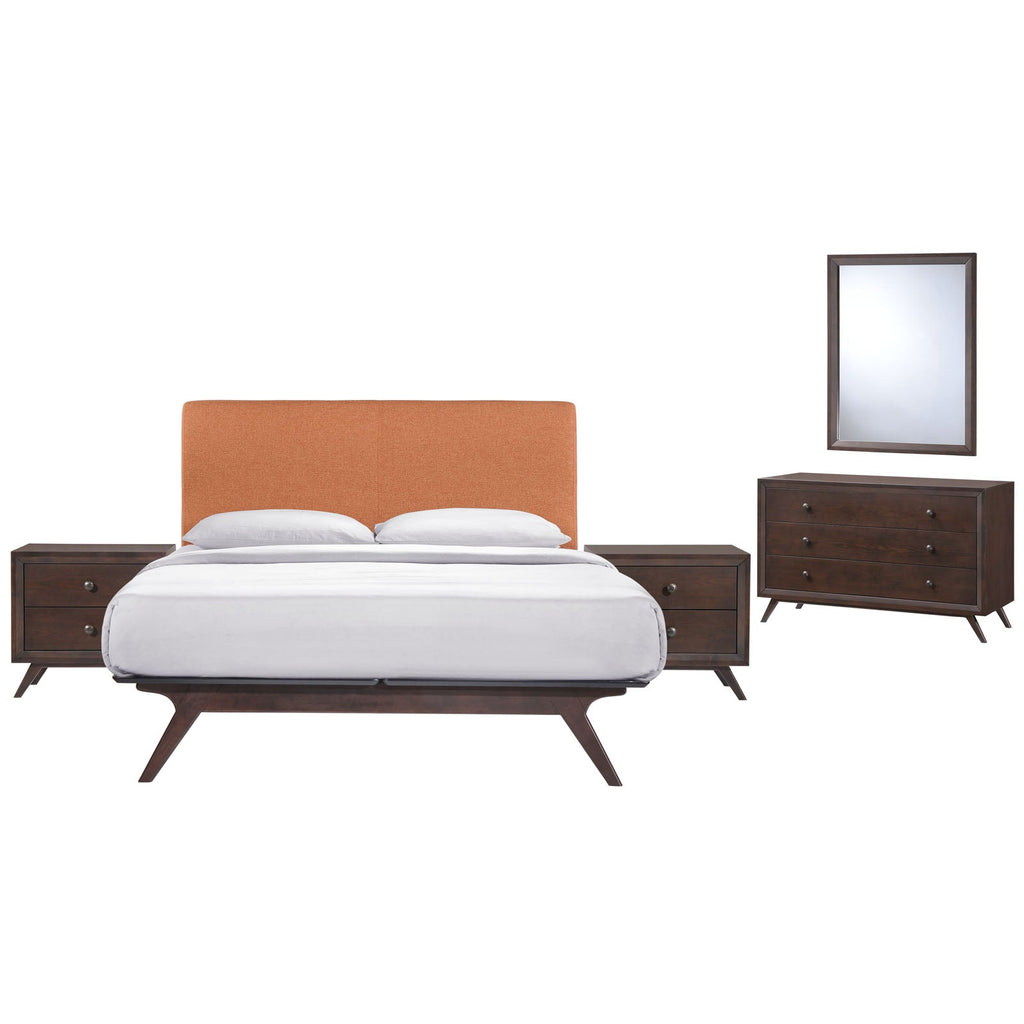 Tracy 5 Piece Queen Bedroom Set in Cappuccino Orange-2