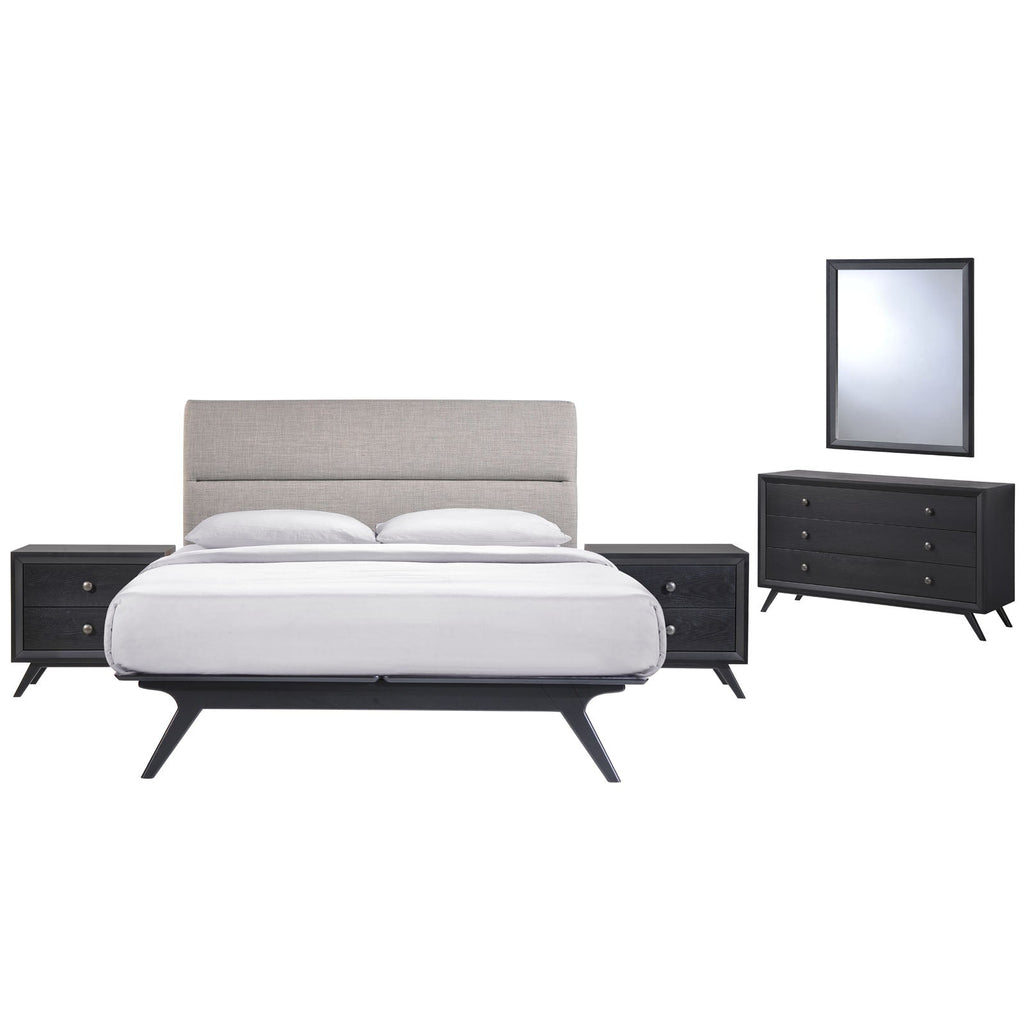 Addison 5 Piece Queen Bedroom Set in Black Gray-2