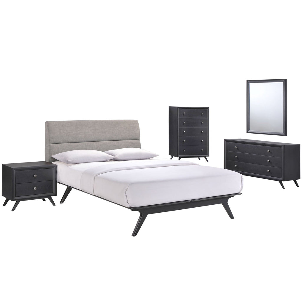 Addison 5 Piece Queen Bedroom Set in Black Gray-1