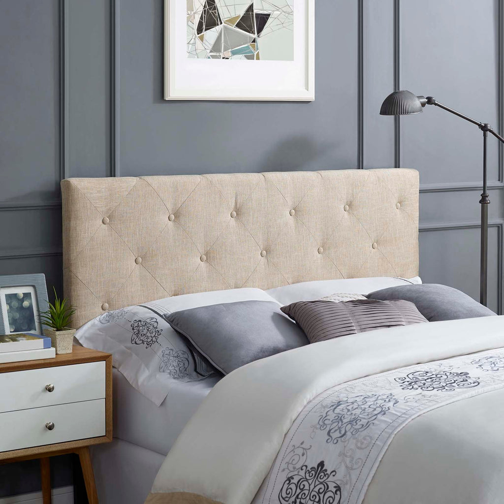 Terisa King Upholstered Fabric Headboard in Beige