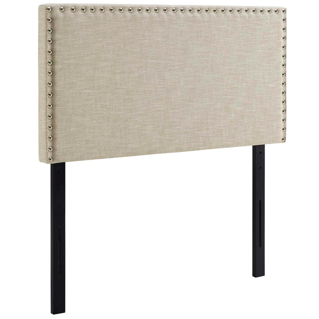 Phoebe Twin Upholstered Fabric Headboard in Beige