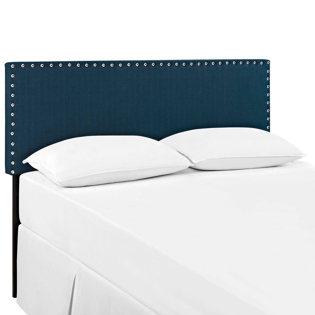 Phoebe Queen Upholstered Fabric Headboard in Azure