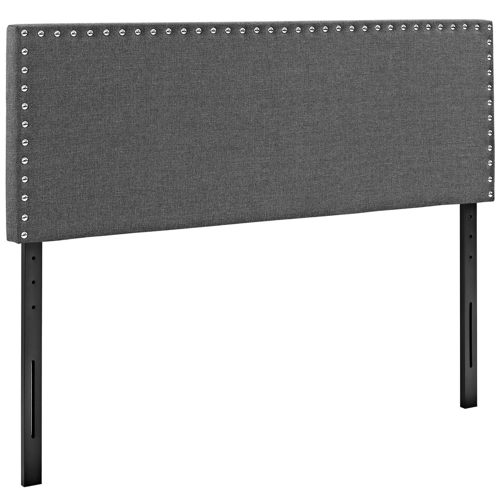 Phoebe King Upholstered Fabric Headboard in Gray