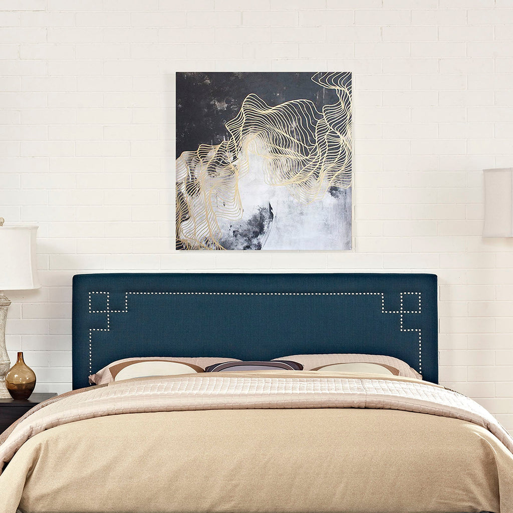 Josie King Upholstered Fabric Headboard in Azure